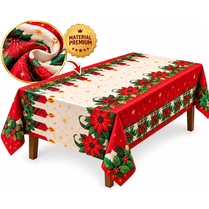 COMBO MANTEL + FUNDAS NAVIDEÑAS
