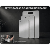 SET X3 TABLAS DE PICAR EN ACERO INOXIDABLE