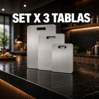 SET X3 TABLAS DE PICAR EN ACERO INOXIDABLE