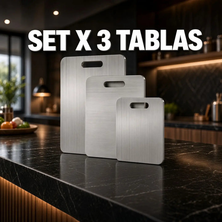 SET X3 TABLAS DE PICAR EN ACERO INOXIDABLE